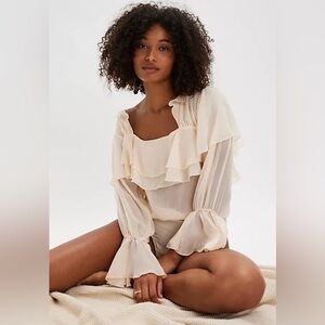 Free People NWT Give Me Drama Bodysuit in Powderpuff Size Large